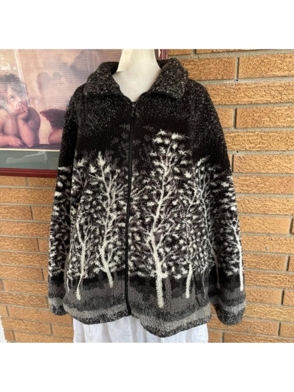 Vintage nature graphic fleece zip up